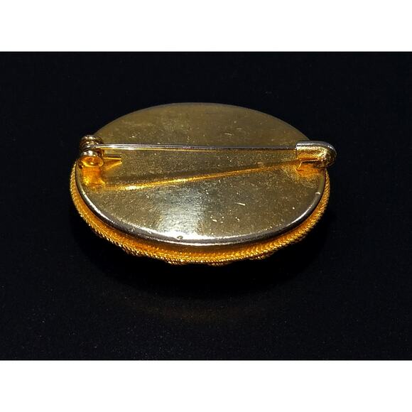 Vintage Italian Floral Micro Mosaic Oval Brooch, Murano Glass, 1950s, 1 1/2 Inch - Picture 10 of 10